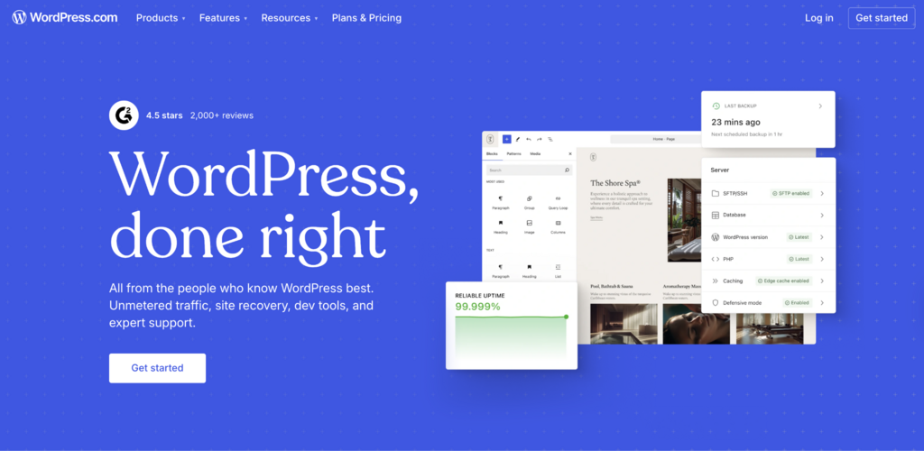 P&aacute;gina de inicio de WordPress 