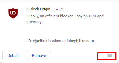Desactivar la extensi&oacute;n uBlock Origin en Google Chrome
