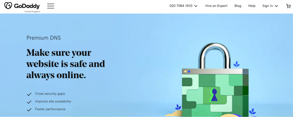 P&aacute;gina de DNS premium de GoDaddy.