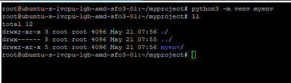 Creando un nuevo directorio con el nombre del entorno virtual
