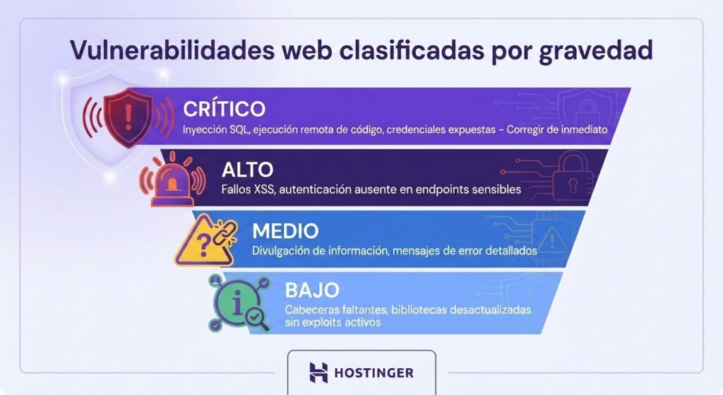 Gravedad de las vulnerabilidades de sitios web Vulnerabilidades del sitio web