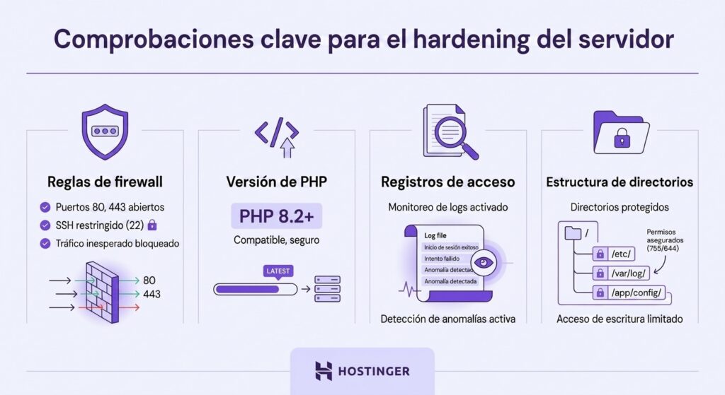 Comprobaciones de endurecimiento del servidor Hardening del servidor