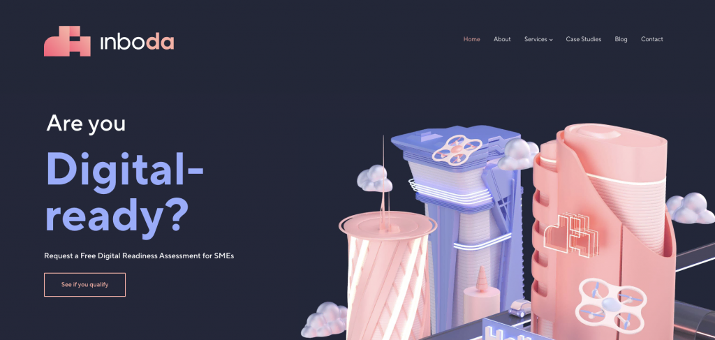 Landing page del sitio web de Inboda