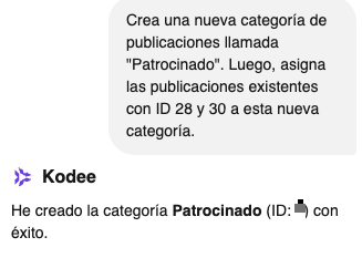 Kodee dando respuesta 