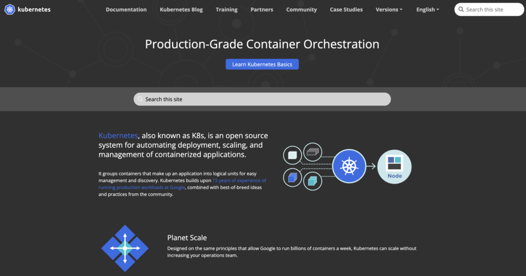 P&aacute;gina de inicio de Kubernetes
