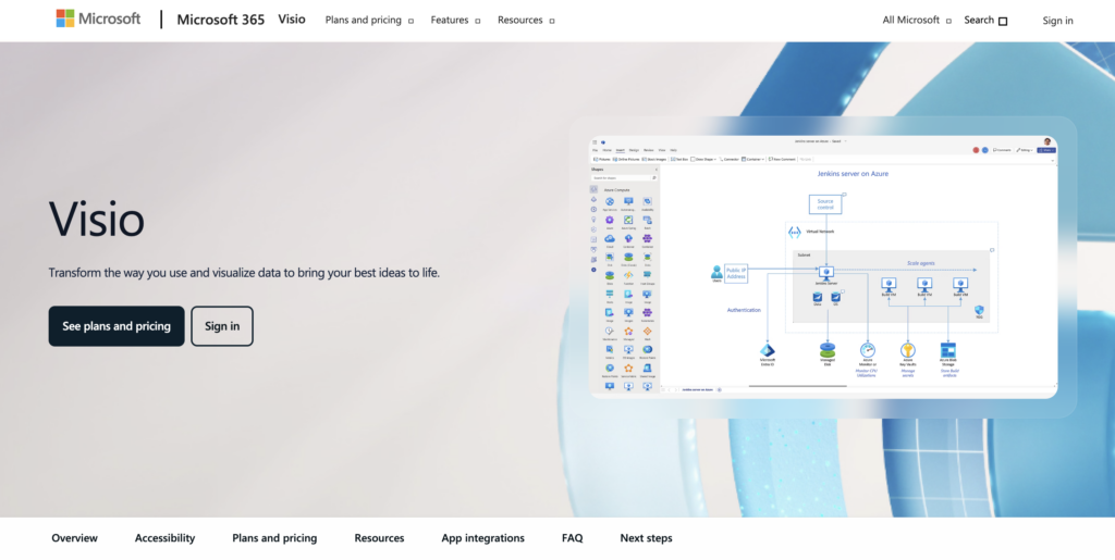 P&aacute;gina de inicio de Microsoft Visio