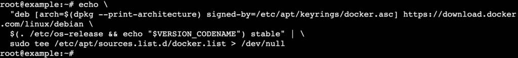 La salida de la terminal despu&eacute;s de configurar el repositorio de Docker