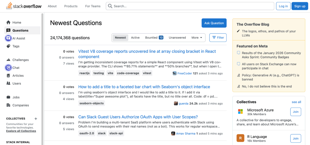 Página de inicio de Stack Overflow