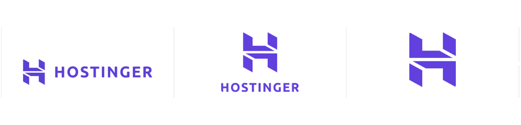 Logotipos de Hostinger en diferentes formatos: horizontal, vertical y monograma