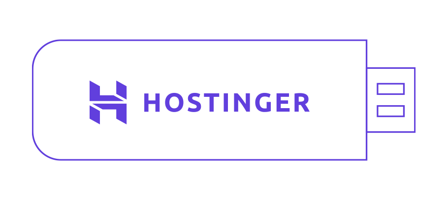 Maqueta de una memoria USB con el logotipo de Hostinger