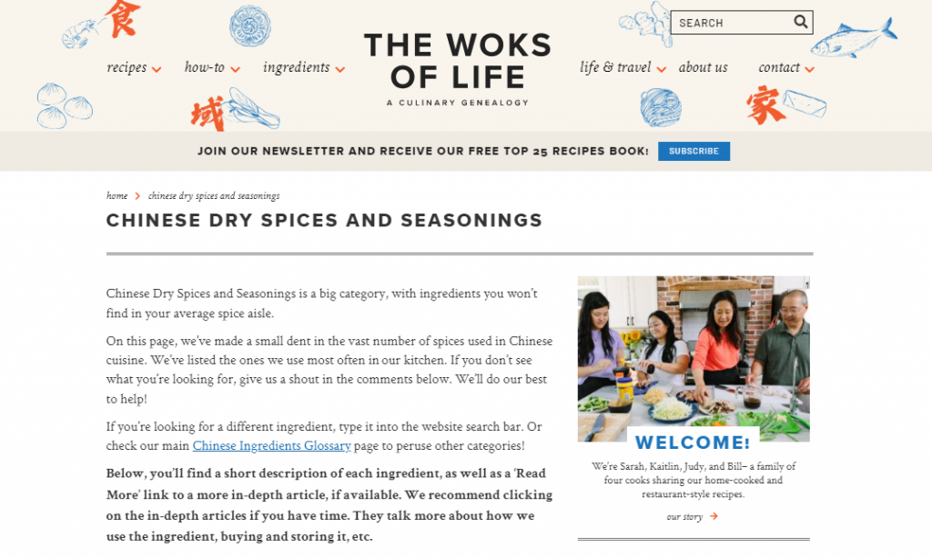 El art&iacute;culo sobre especias y condimentos secos chinos en el sitio web The Woks of Life