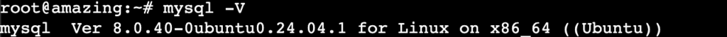 La terminal muestra la versi&oacute;n de MySQL instalada.