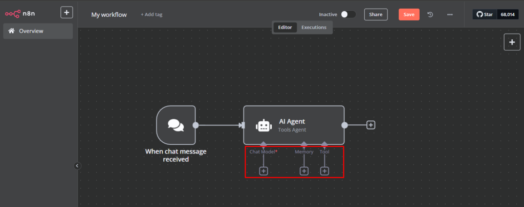 Configuración principal del nodo de agente de IA.