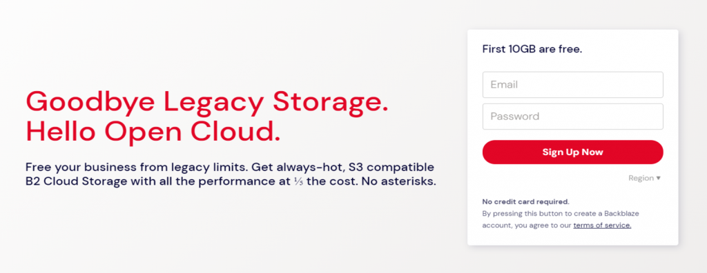 Página oficial de Backblaze Business Backup