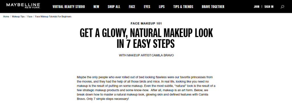 El art&iacute;culo Consigue un look de maquillaje luminoso y natural en 7 sencillos pasos en el sitio web de Maybelline