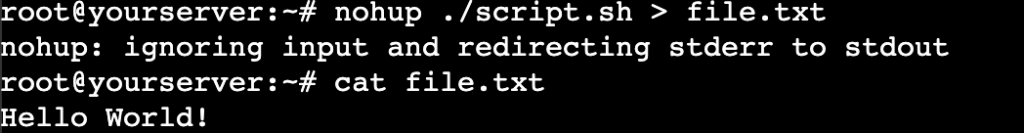 nohup redirige la salida de un proceso a otro archivo