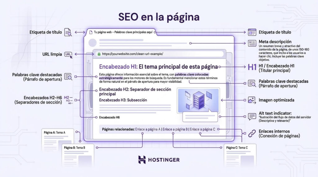Una infograf&iacute;a que explica el SEO on-page