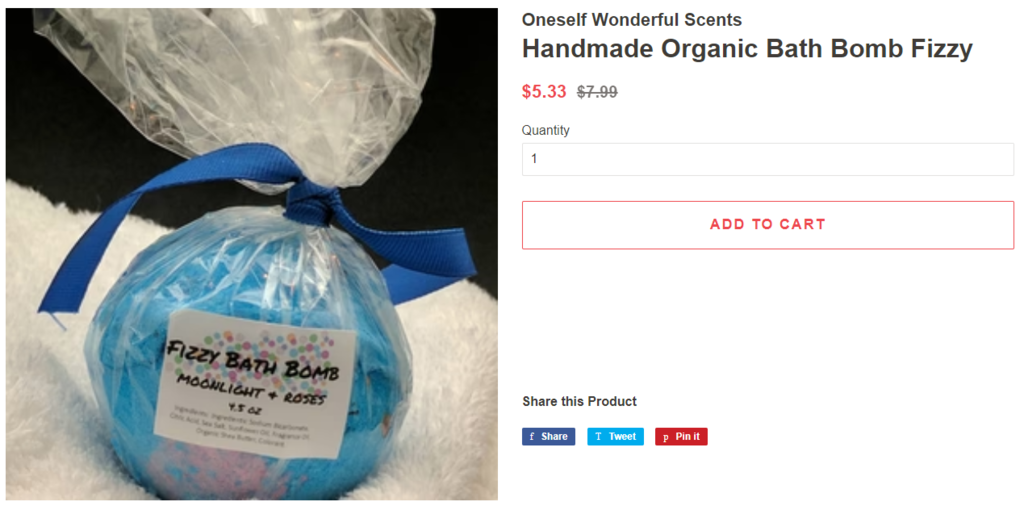 Un ejemplo de bombas de baño artesanales para vender online