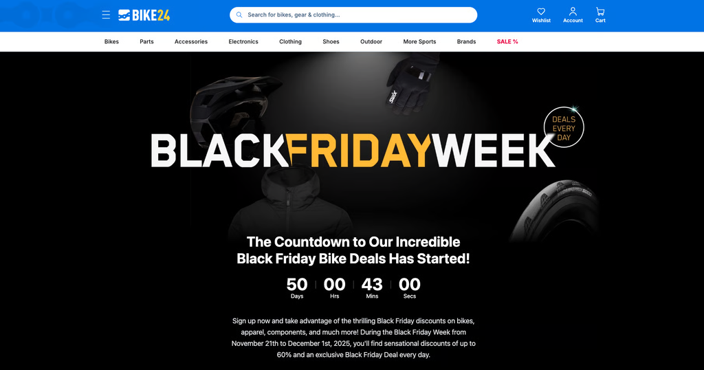 Landing page de BIKE24 para Black Friday