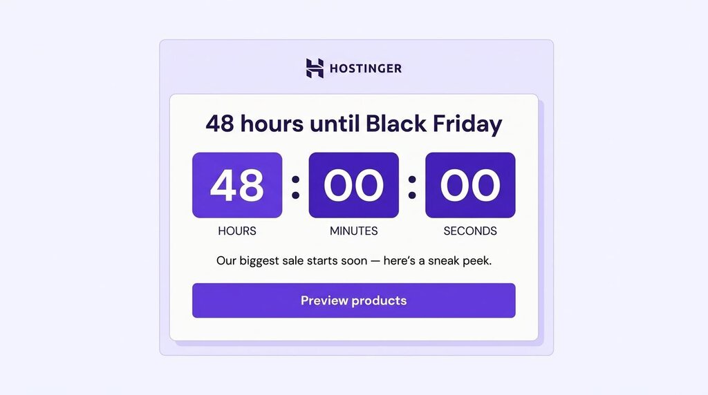 Email de adelanto de Black Friday con cuenta atrás