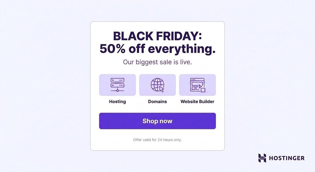 Email de lanzamiento llamativo para Black Friday