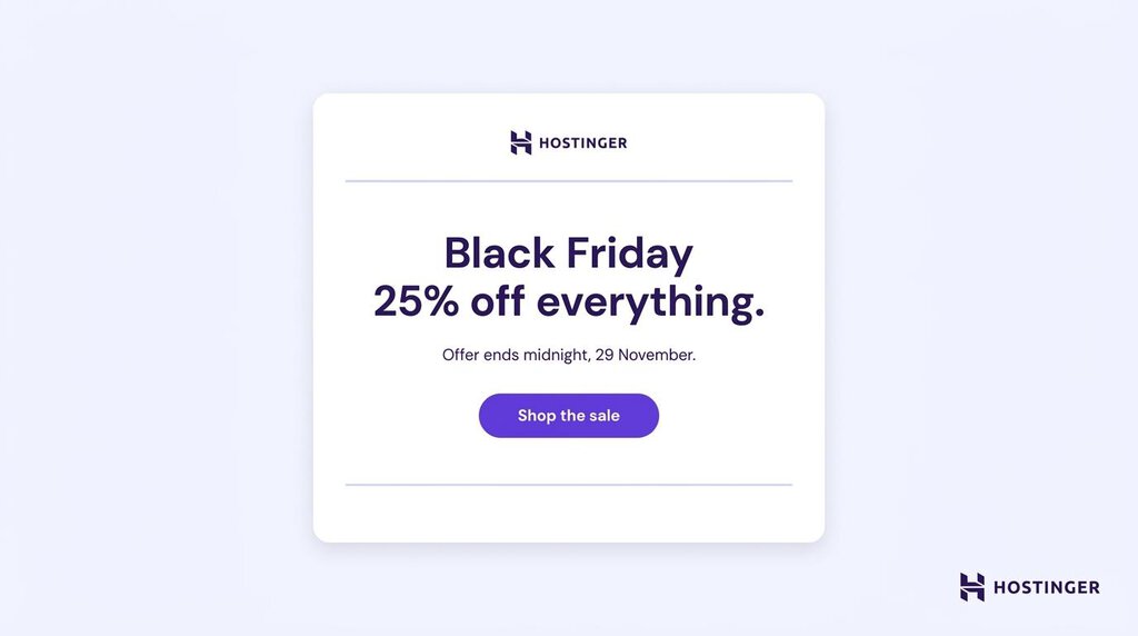 Email de lanzamiento minimalista para Black Friday