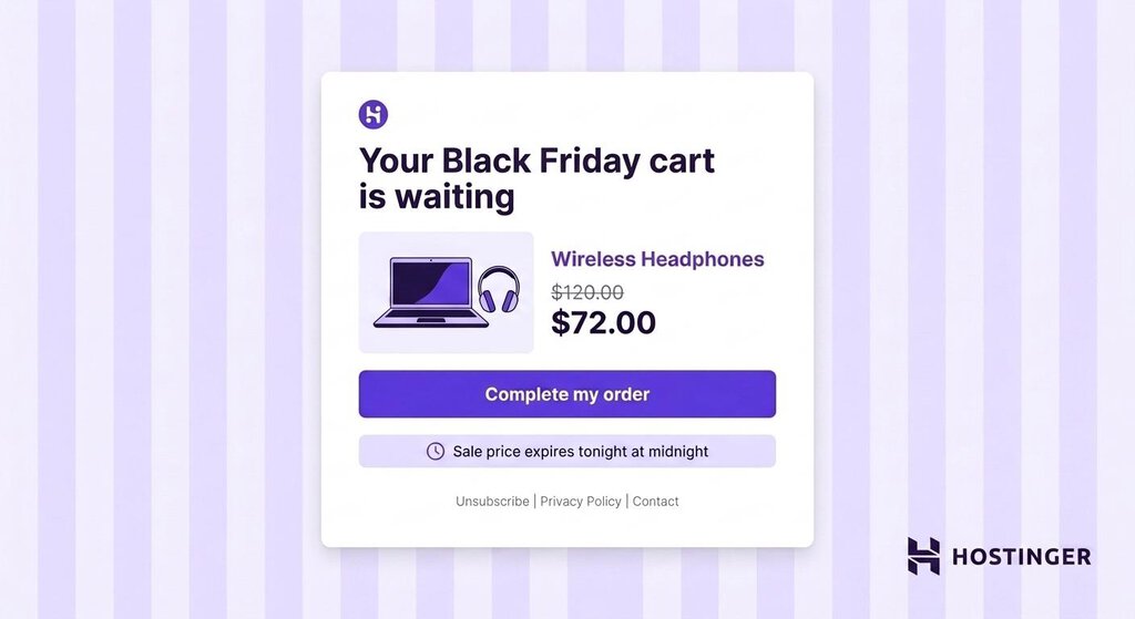 Email de carrito abandonado para Black Friday