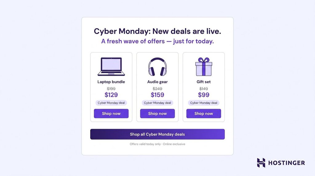 Email de transición de Black Friday a Cyber Monday