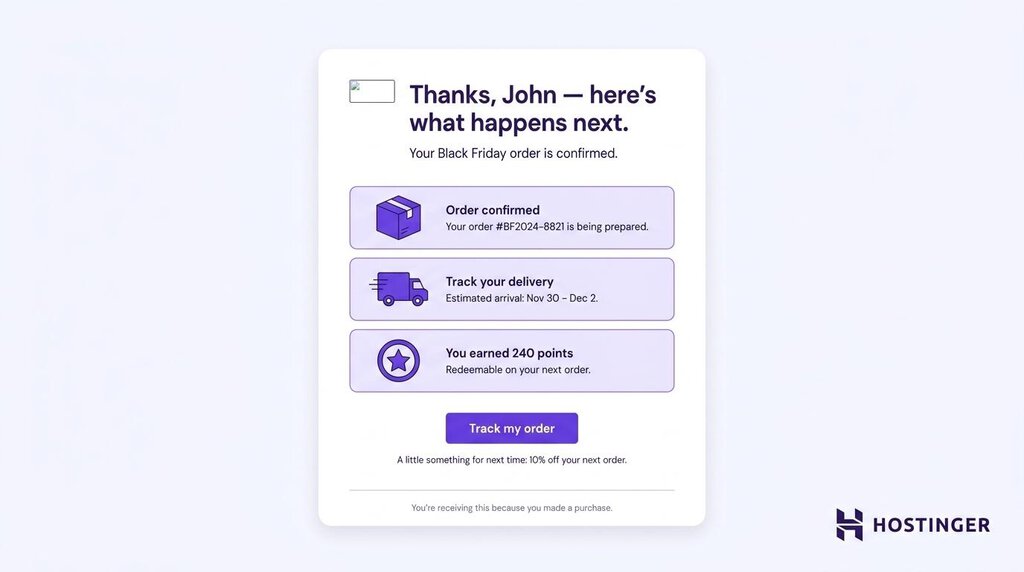 Email de agradecimiento después del Black Friday