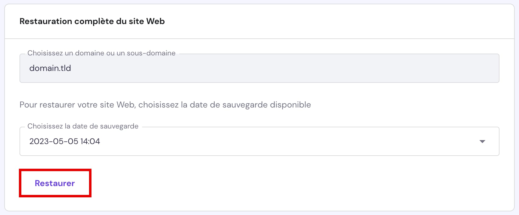 Restaurer un site web entier, y compris les fichiers et la base de données du site web