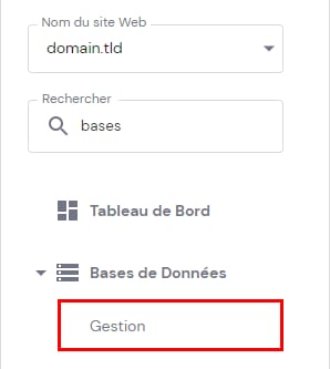 La barre latérale hPanel montrant pour sélectionner Gestion