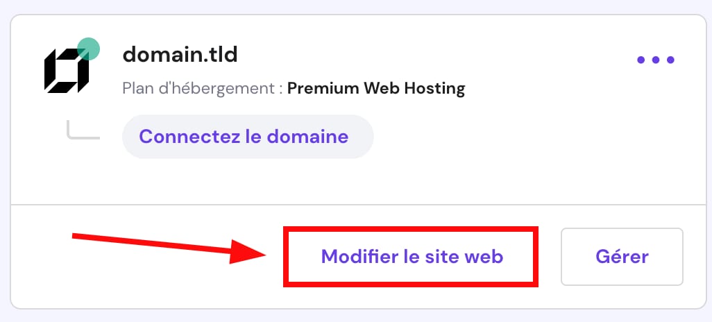 Le bouton pour éditer le site web
