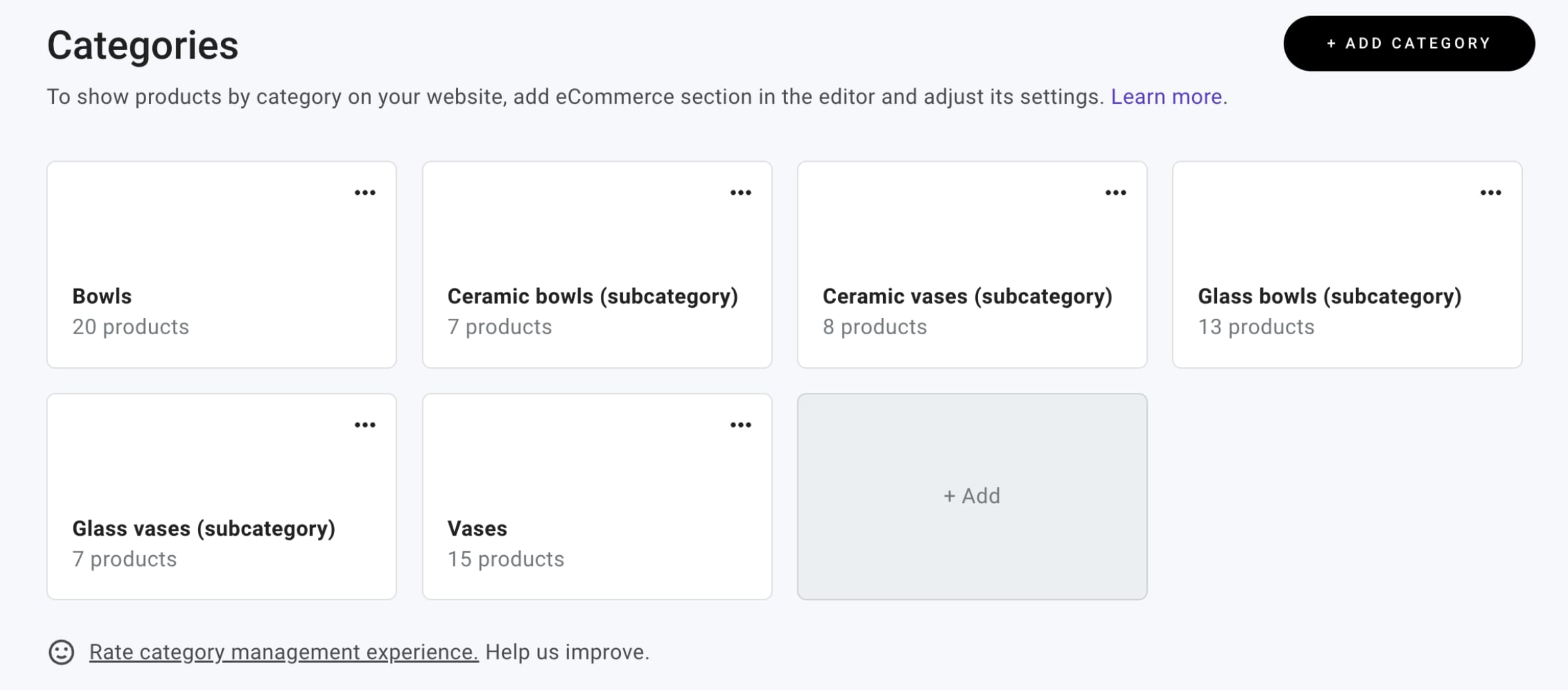 Catégorisation des produits dans Hostinger Website Builder