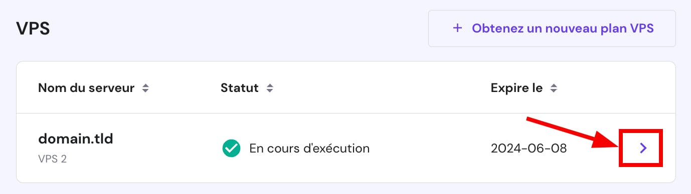 Accéder au tableau de bord du VPS