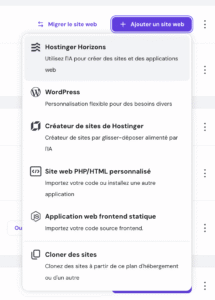 Cr&eacute;er un site sur Hostinger
