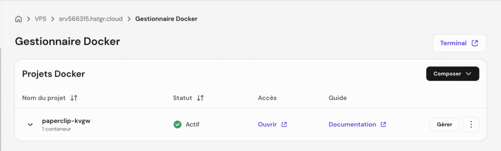 Ouvrir Paperclip sur un VPS