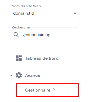 Le bouton du gestionnaire IP sur hPanel