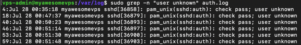 La commande grep affiche les numéros de ligne.