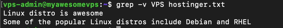 Grep affiche les lignes qui ne correspondent pas au motif recherché.