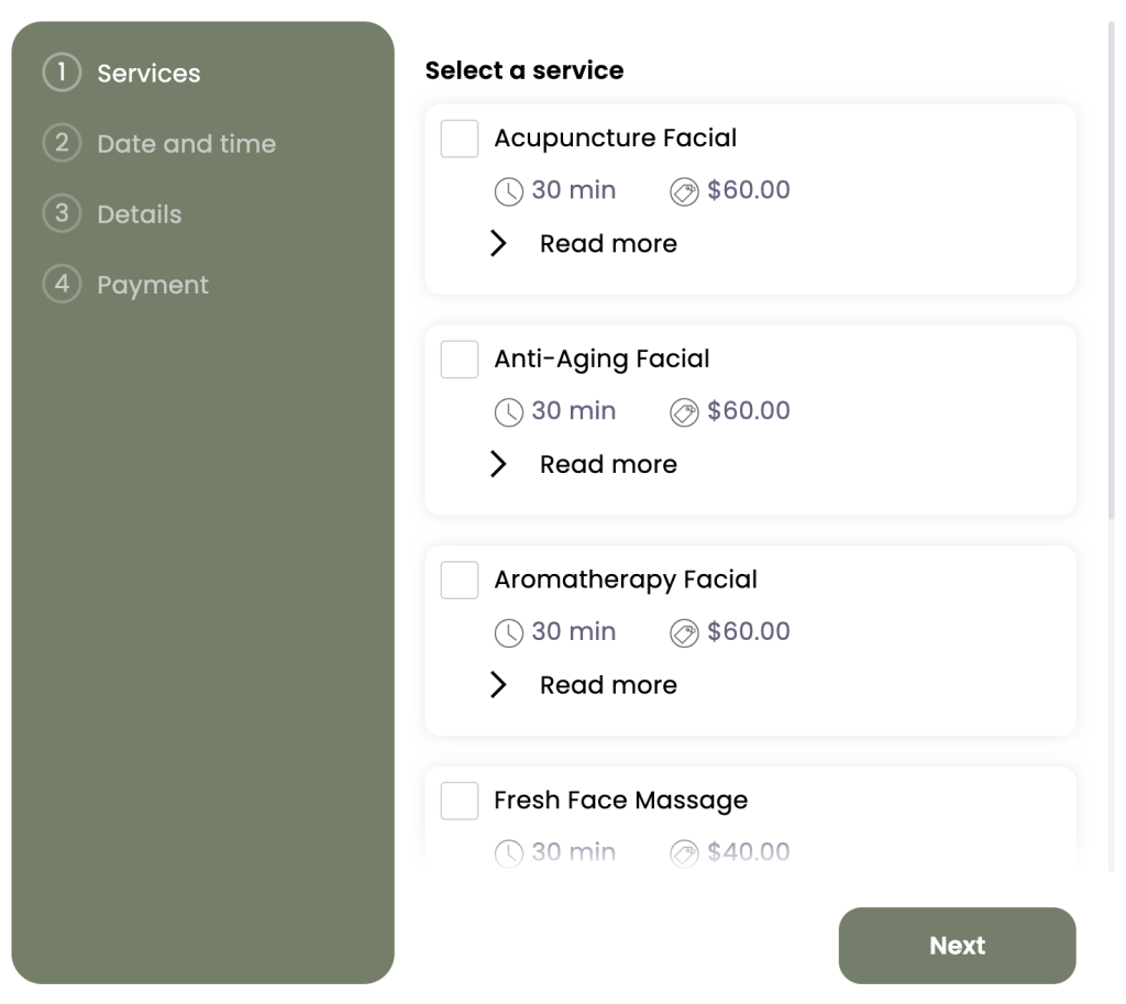 Exemple d'un processus de prise de rendez-vous réalisé avec le plugin Webba Booking