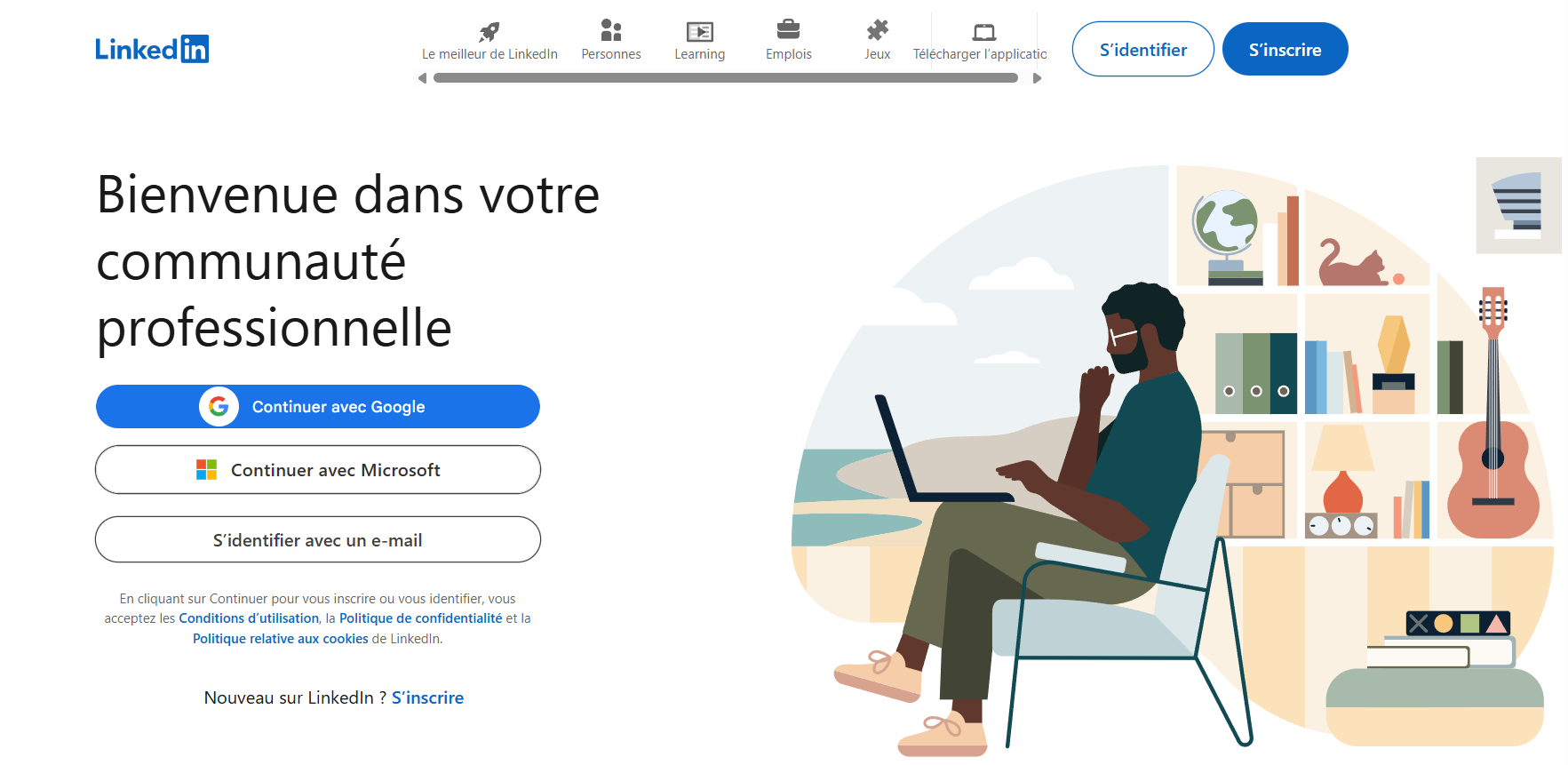 Landing page de LinkedIn