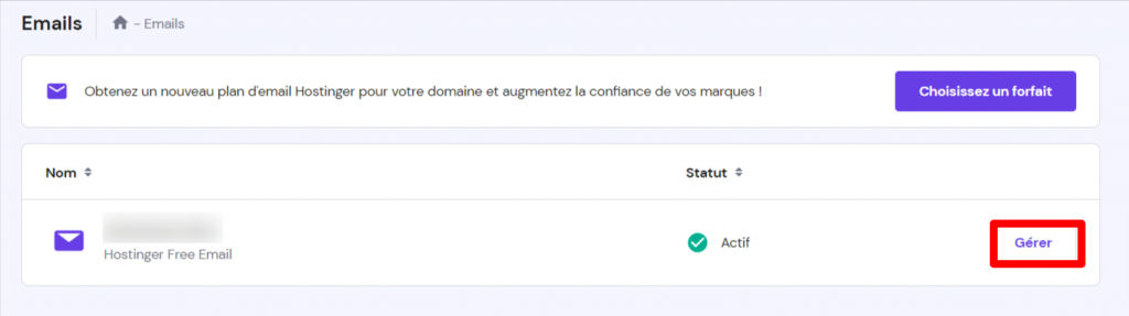 Gérer un compte e-mail sur hPanel