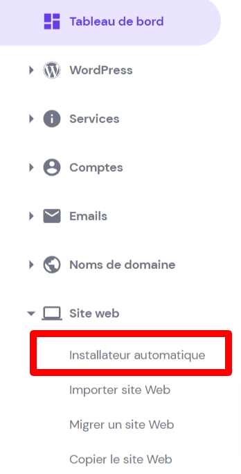 Installateur automatique de hPanel