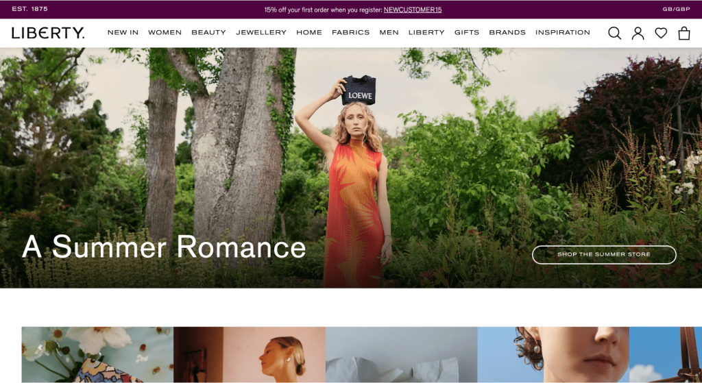 Page d'accueil de Liberty London