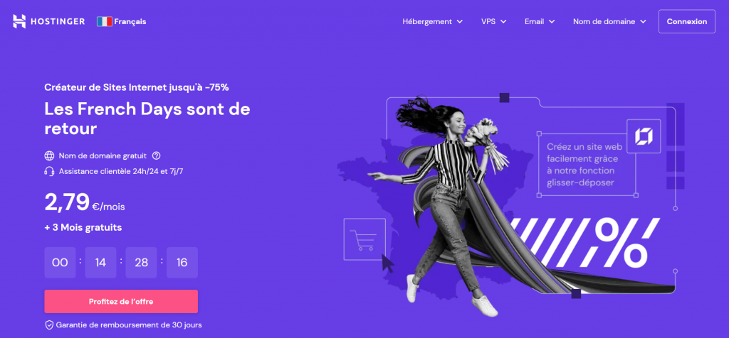 créateur-de-sites-internet-d-Hostinger Page d'accueil du créateur de sites internet d'Hostinger