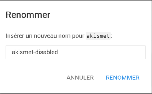 Renommer-dossier-du-plugin Renommer le dossier du plugin Akismet