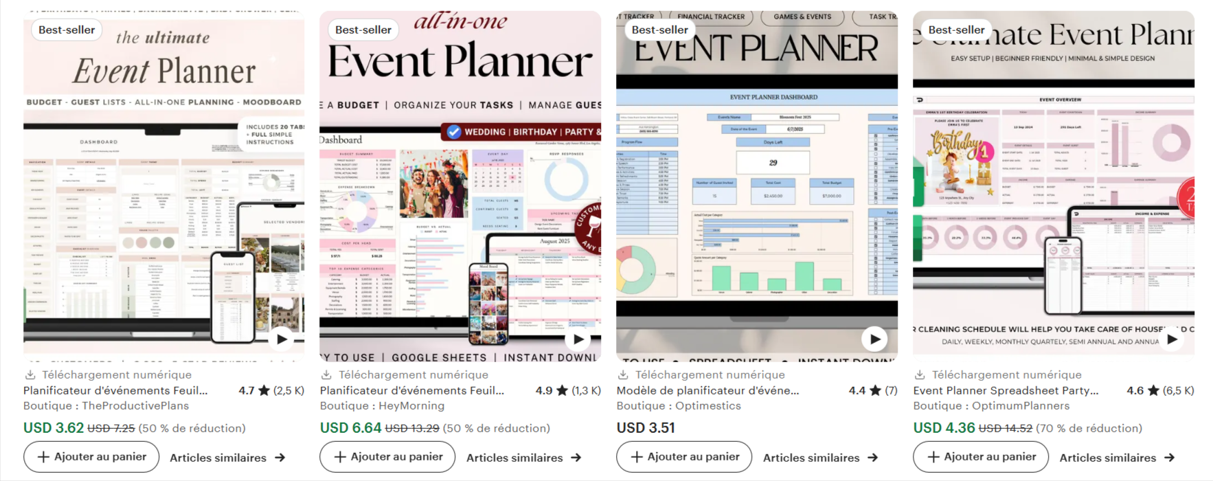 Résultat de recherche pour planificateur d'événements Etsy