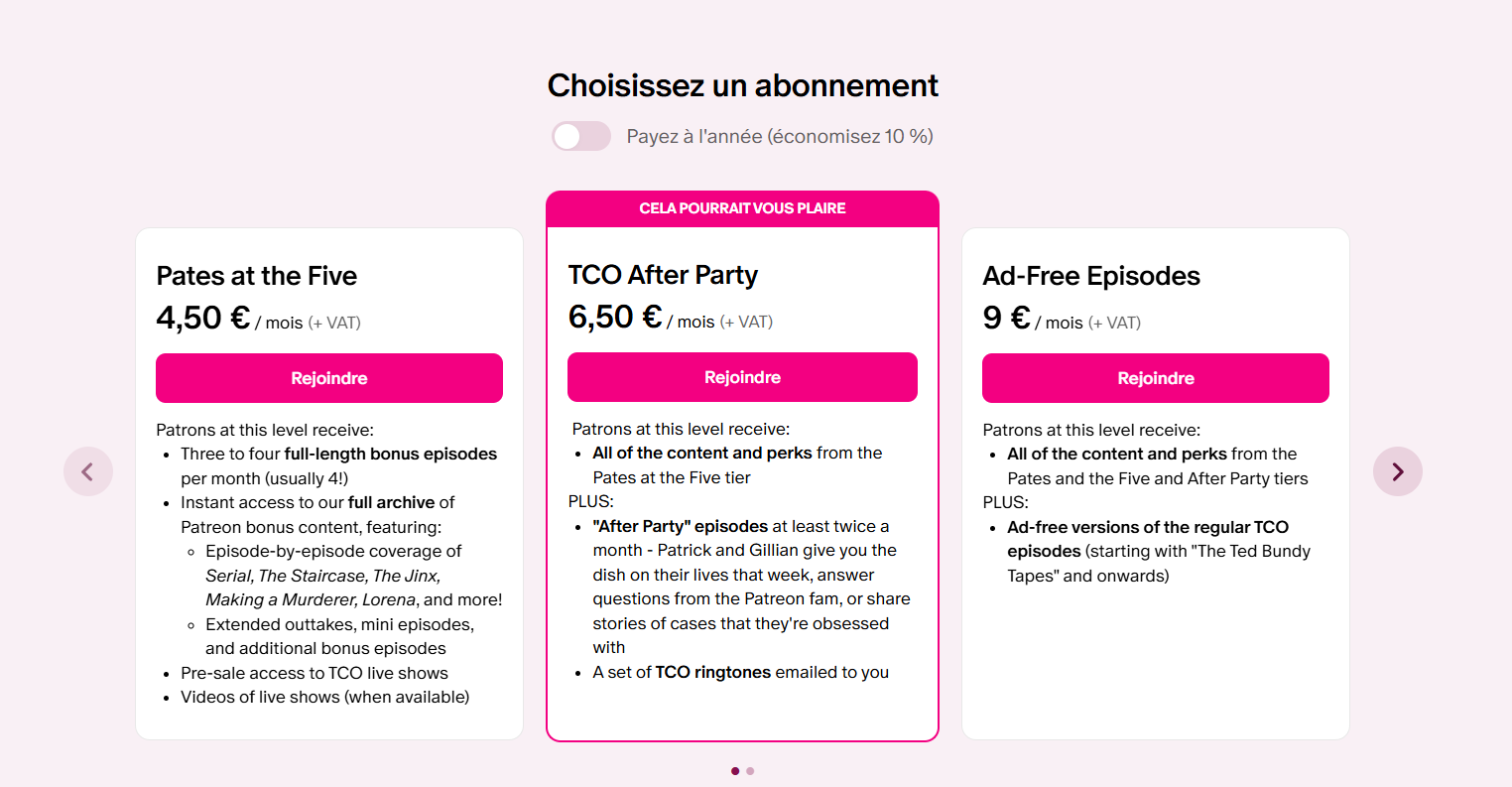 Page Patreon de True Crime Obsessed