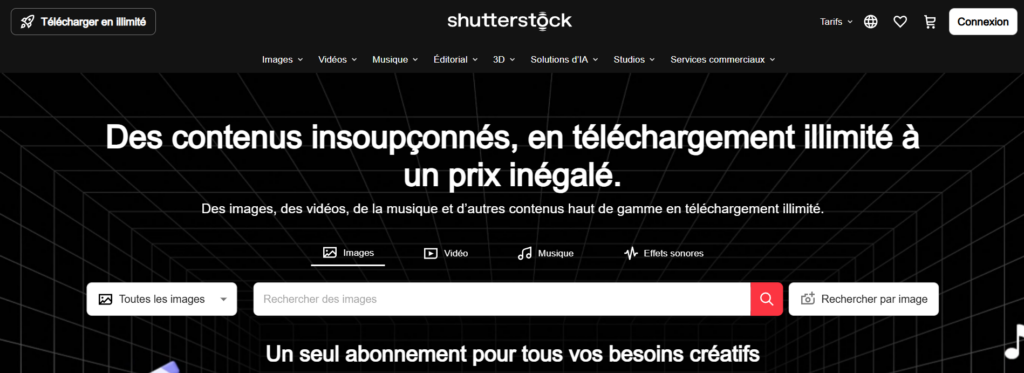 Page d'accueil de Shutterstock
