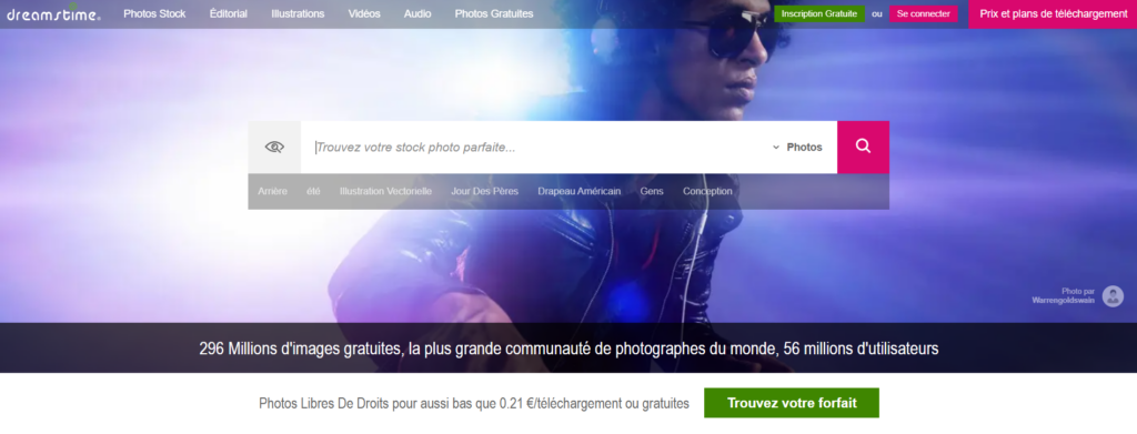 Page d'accueil de Dreamstime